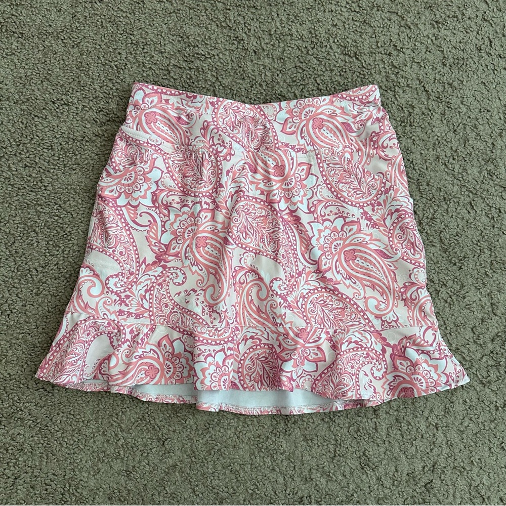 Moteepi Pink Paisley Womens Skirt XS Ruffle Golf